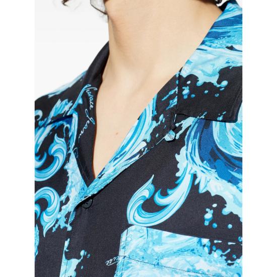 26SS 베르사체 반팔 셔츠 80GAL2B0 NS757 R76 BLUE BLACK - VERSACE