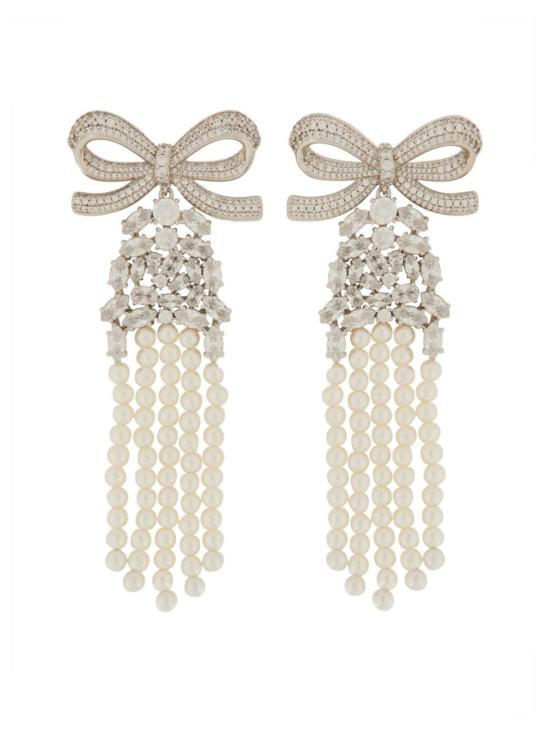  셀프 포트레이트 이어링 드롭  (리본 장식) 실버