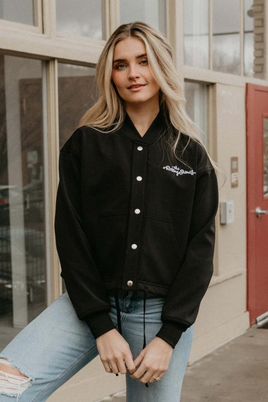  피플 오브 레이저 자켓 People Of Leisure 롤링 스톤즈 바시티 재킷 블랙 - PEOPLE OF LAISURE