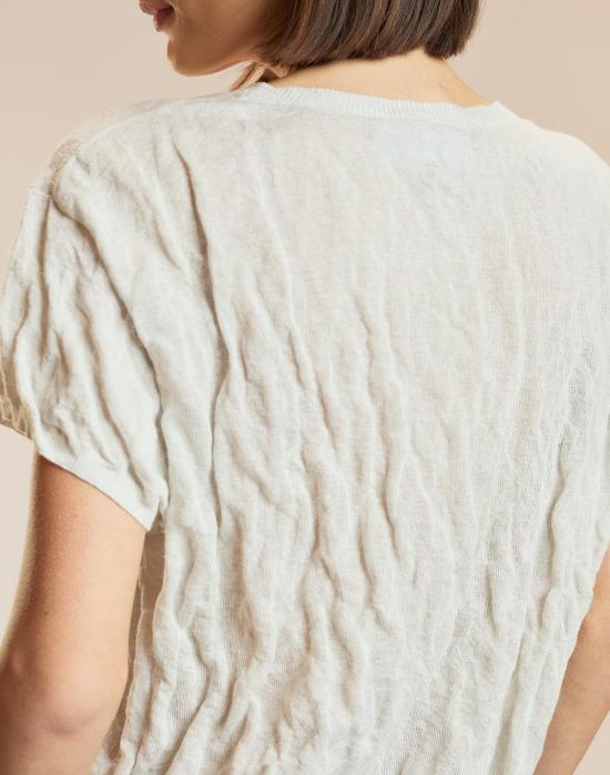  신시아 로리 반팔 티셔츠 신시아 로울리 파치먼트 니트 티셔츠 화이트 - CYNTHIA ROWLEY