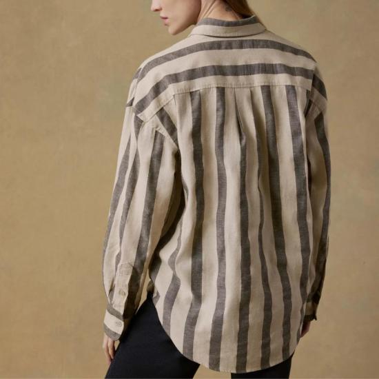  Faherty 셔츠 파헤티 코튼 린넨 릴렉스드 셔츠 파인 스트라이프 - FAHERTY