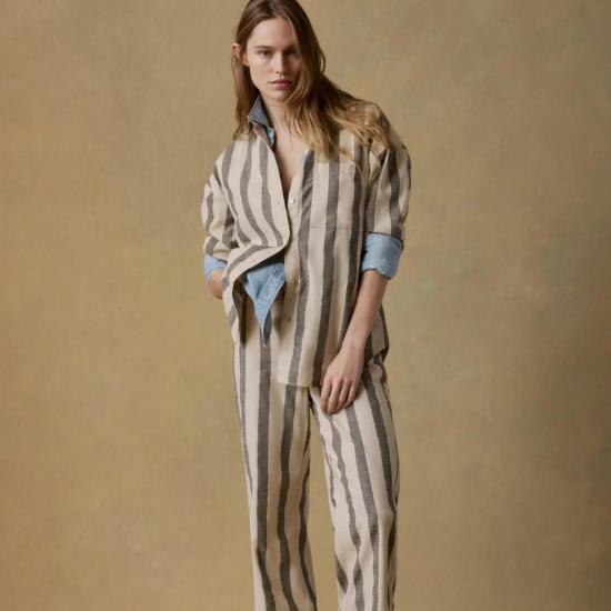  Faherty 셔츠 파헤티 코튼 린넨 릴렉스드 셔츠 파인 스트라이프