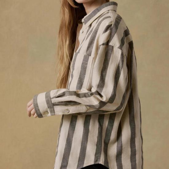  Faherty 셔츠 파헤티 코튼 린넨 릴렉스드 셔츠 파인 스트라이프 - FAHERTY