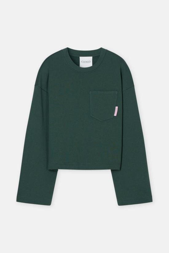  클로즈드 스웨터 로얄 그린 색상의 긴팔 크루넥 스웨트셔츠 - CLOSED