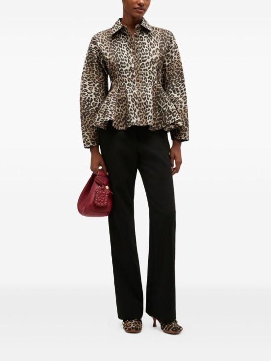 26SS 가니 레오파드 페플럼 셔츠 A1040058 859 Brown - GANNI