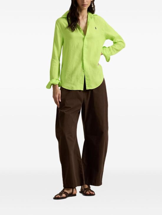 26SS 폴로 랄프로렌 포니 자수 리넨 셔츠 (211970730009) 211970730 509 Green - POLO RALPH LAUREN