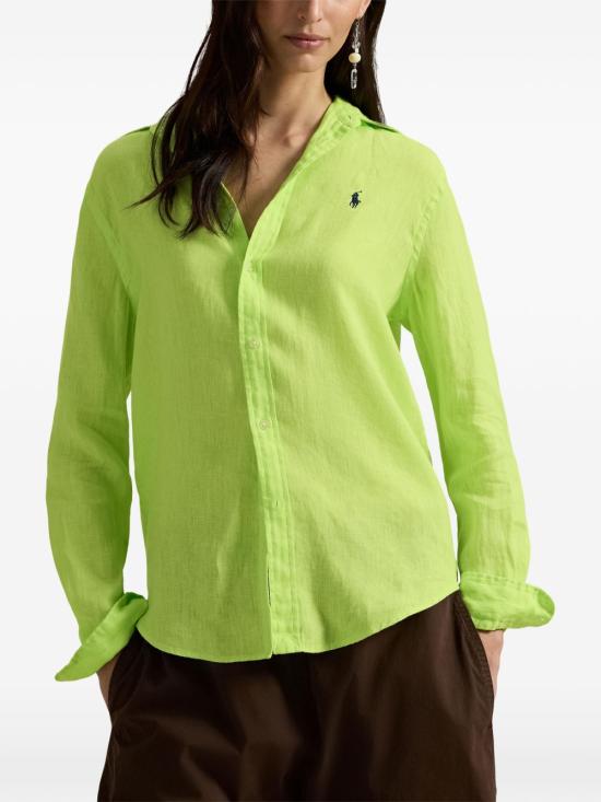 26SS 폴로 랄프로렌 포니 자수 리넨 셔츠 (211970730009) 211970730 509 Green - POLO RALPH LAUREN