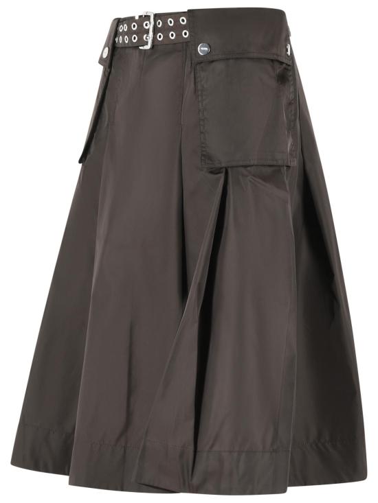 26SS 가니 듀체스 나일론 플리츠 스커트 A1090054ZWX Brown - GANNI