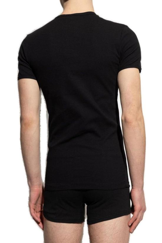  베르사체 반팔 티셔츠 로고 자수 티셔츠 블랙 - VERSACE