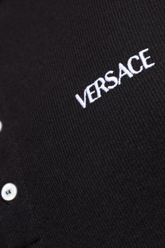  베르사체 반팔 티셔츠 로고 자수 티셔츠 블랙 - VERSACE