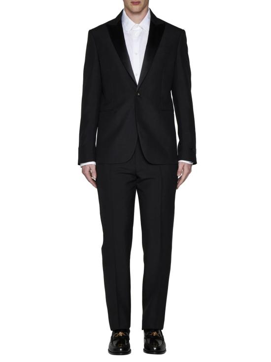  베르사체 스트레이트 팬츠 실크 디테일 블랙 팬츠 - VERSACE