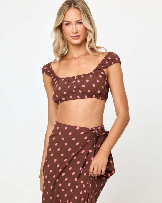  엘스페이스 민소매 티셔츠 LSpace Ever 탑 Alotta Polka Dot