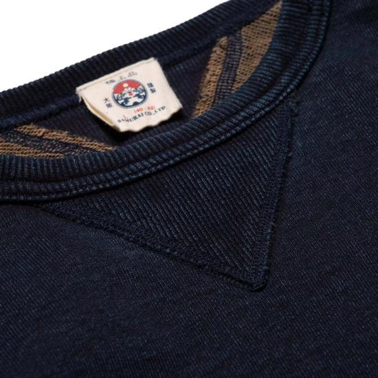  사무라이 진스 긴팔 티셔츠 Sis25 101 카키시부 인디고 스웨트셔츠 - SAMURAI JEANS