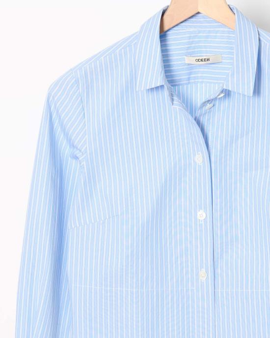  오디 셔츠 핀스트라이프 셔츠 에어 블루 - ODEEH