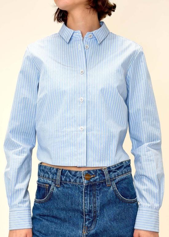  오디 셔츠 핀스트라이프 셔츠 에어 블루 - ODEEH