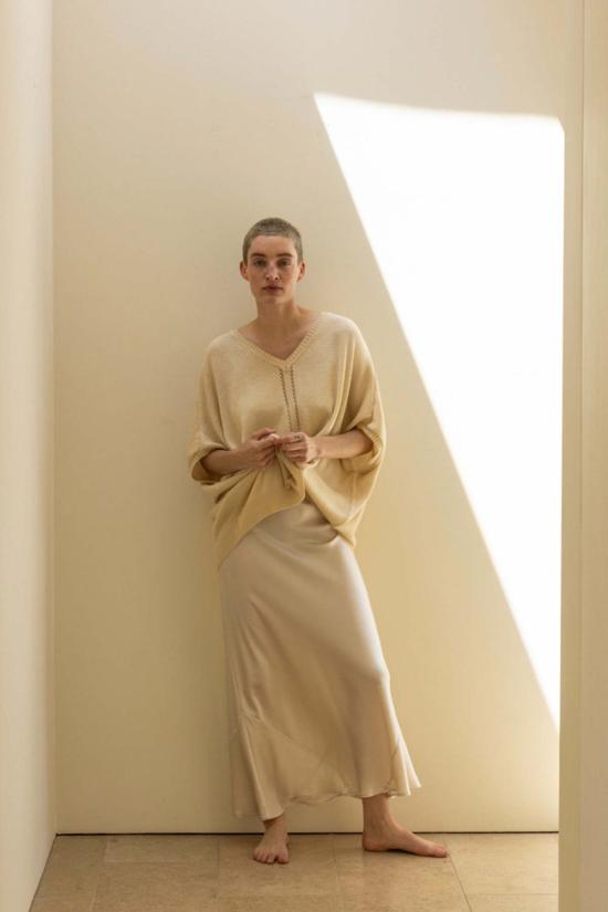  에리카 타노브 롱 스커트 Erica Tanov 툴라 실크 샤르뫼즈 스커트