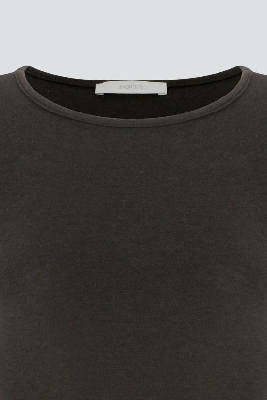 아모멘토 반팔 티셔츠 브라운 라운드 티셔츠 - AMOMENTO