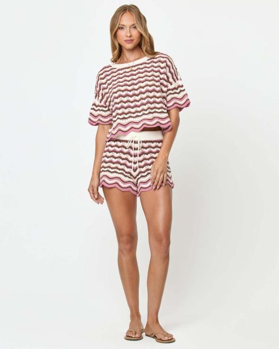  엘스페이스 반팔 티셔츠 LSpace 선체이서 탑 나폴리탄 - L SPACE