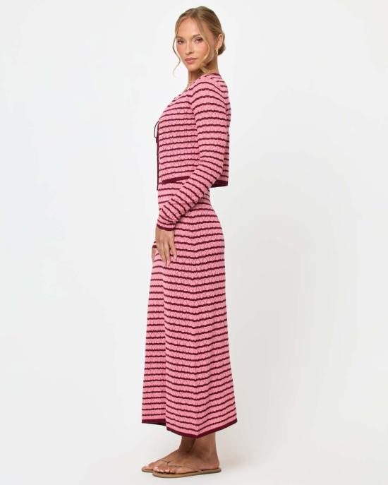  엘스페이스 가디건 LSpace 로잘리  스트로베리 스트라이프 - L SPACE