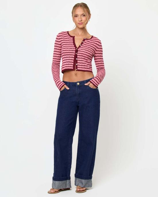  엘스페이스 가디건 LSpace 로잘리  스트로베리 스트라이프 - L SPACE