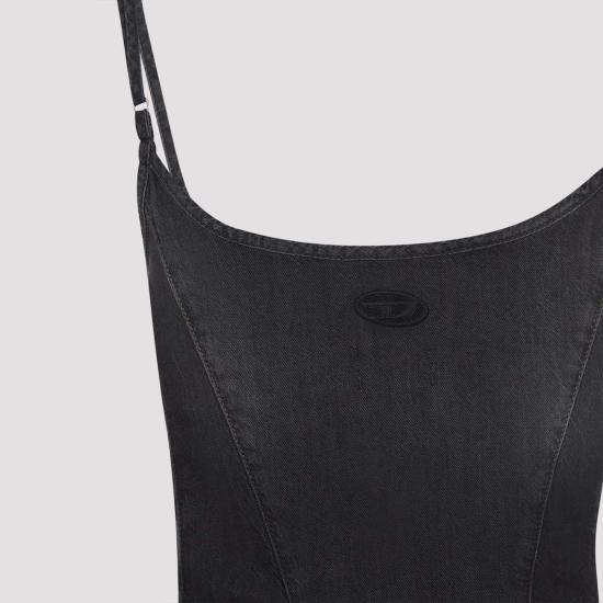  디젤 숏 원피스 드 스포키 미니 드레스 블랙 데님 - DIESEL