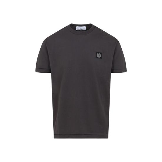  스톤 아일랜드 반팔 티셔츠 코튼 티셔츠 차콜 색상 - STONE ISLAND