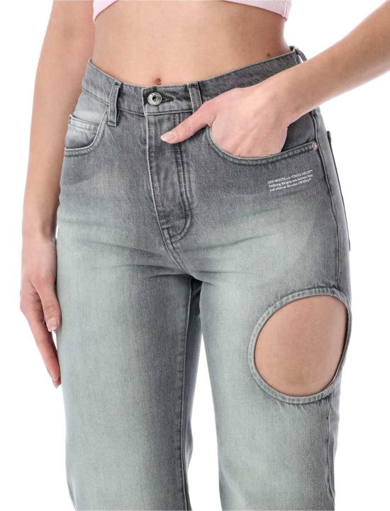  오프화이트 데님 팬츠 뉴 메테오  코튼 포켓 라이닝 진 그레이 - OFF WHITE