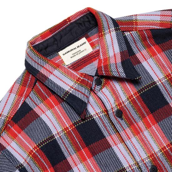  사무라이 진스 셔츠 Sin25 01 W 헤비 인디고 플란넬 셔츠 - SAMURAI JEANS