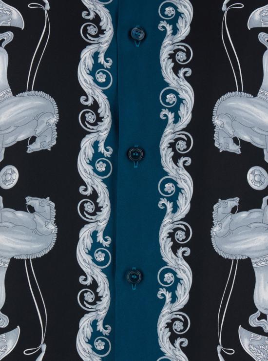  베르사체 긴팔 셔츠 레귤러핏 프린트 실크 트윌 - VERSACE