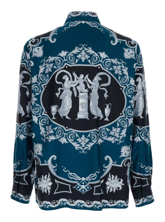  베르사체 긴팔 셔츠 레귤러핏 프린트 실크 트윌 - VERSACE