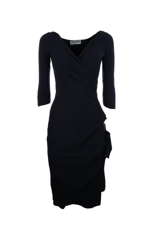 26SS 키아라보니 미디 원피스 ABCFLO108BS 37 BLACK