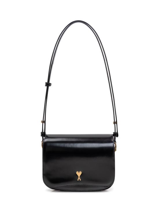 26SS 아미 스몰 하트 로고 글레이즈드 레더 파리 백 ULL717AL0139 001 NOIR