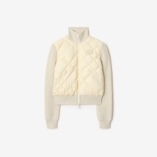26SS 버버리 체크 스티치 나일론 앤 울 자켓 8118256 CERAMIC WHITE DOM