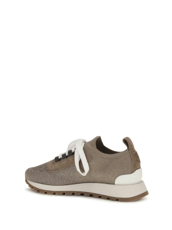 26SS 브루넬로 쿠치넬리 스파클링 아일렛 스웨이드 & 스파클링 코튼 니트 러너 MZ35G2490 C9447 BEIGE - BRUNELLO CUCINELLI