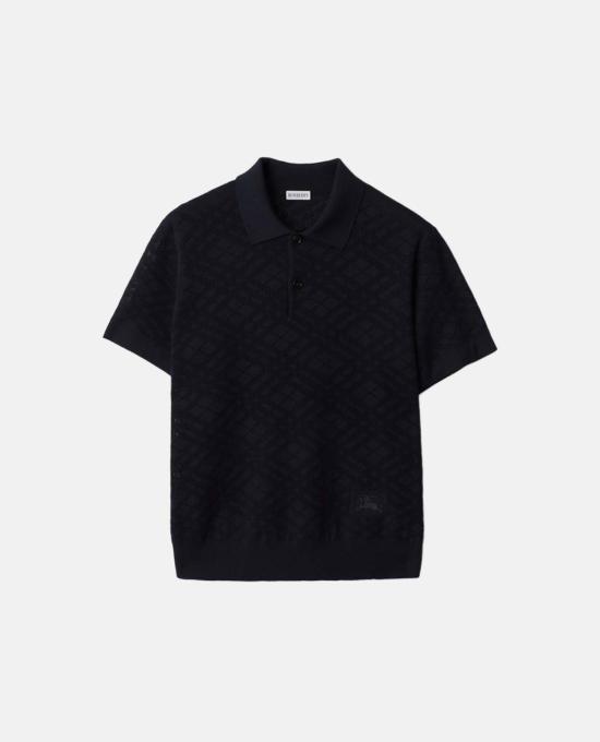 26SS 버버리 체크 울 폴로 셔츠 8118493 SILHOUETTE BLUE DOM