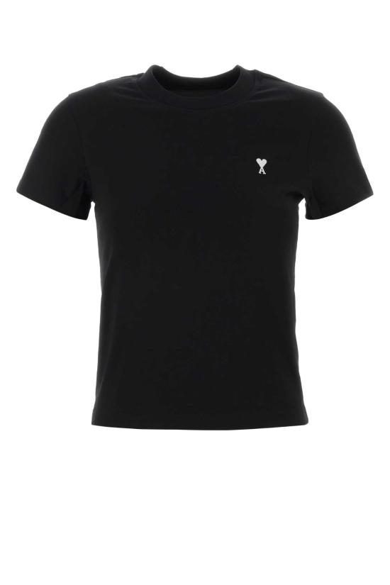 26SS 아미 스몰 하트 로고 코튼 크롭 티셔츠 FTS347724 045 Black