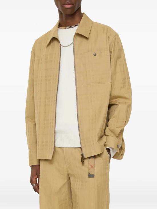 26SS 버버리 체크 코튼 지퍼 오버셔츠 8121988 C4776 SANDSTORM BEIGE CHK - BURBERRY
