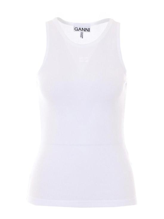 26SS 가니 토널 로고 코튼 립 탱크탑 A1050172151 White