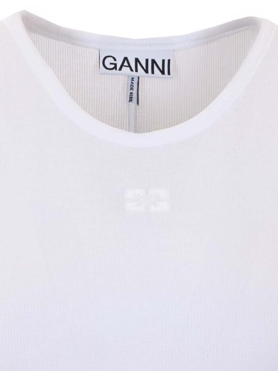 26SS 가니 토널 로고 코튼 립 탱크탑 A1050172151 White - GANNI