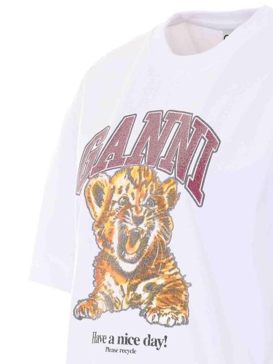 26SS 가니 코튼 저지 비디드 타이거 티셔츠 A1050060151 White - GANNI