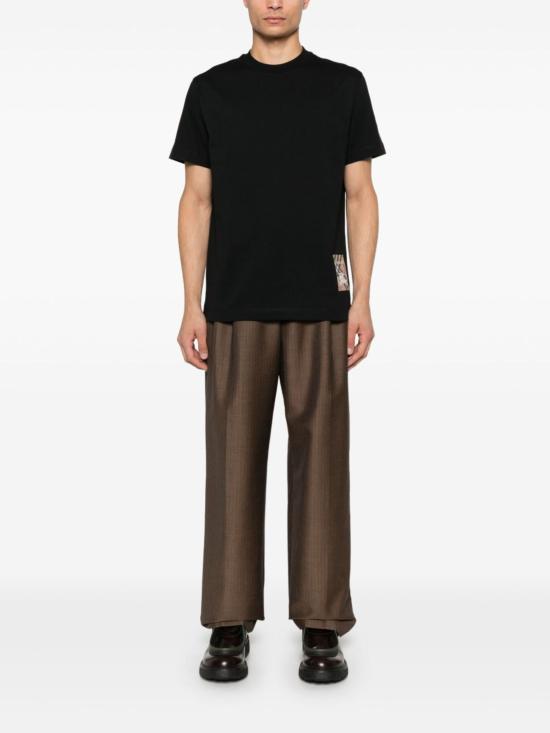 26SS 버버리 체크 라벨 코튼 티셔츠 8104889 A1189 Black - BURBERRY