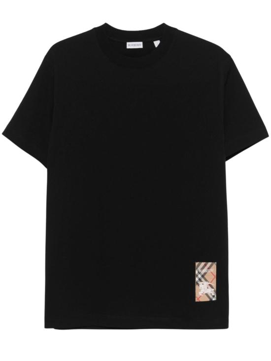 26SS 버버리 체크 라벨 코튼 티셔츠 8104889 A1189 Black