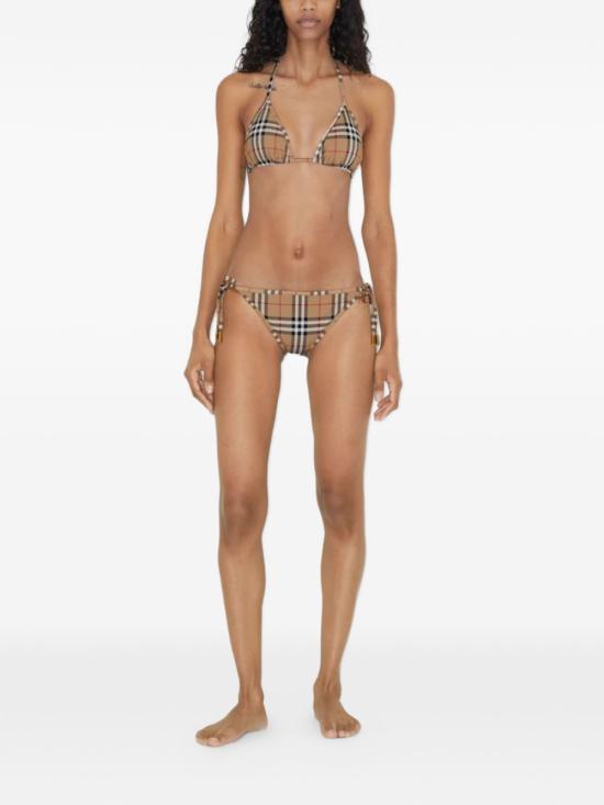26SS 버버리 빈티지 체크 스트레치 나일론 트라이앵클 비키니 8009008 A5145 Beige - BURBERRY