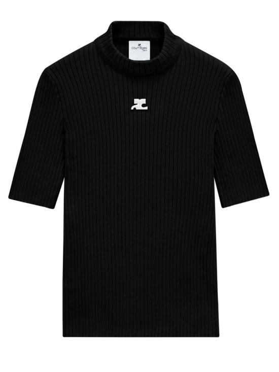 26SS 쿠레쥬 리에디션 니트 탑 숏슬리브 PERMPU026 FI00019999 BLACK