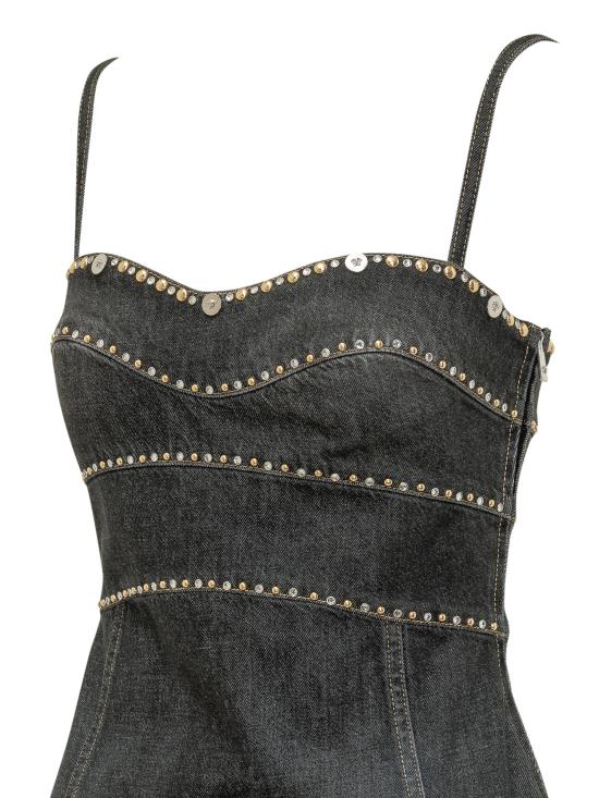 26SS 베르사체 미디 원피스 10231171A16477 1D040 BLACK - VERSACE