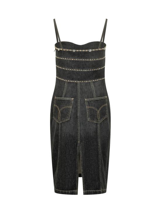 26SS 베르사체 미디 원피스 10231171A16477 1D040 BLACK - VERSACE