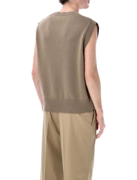 26SS 아미 울 앤 코튼 슬리브리스 아미 드 하트 스웨터 UKS860KN0156 A117 BEIGE TAUPE - AMI