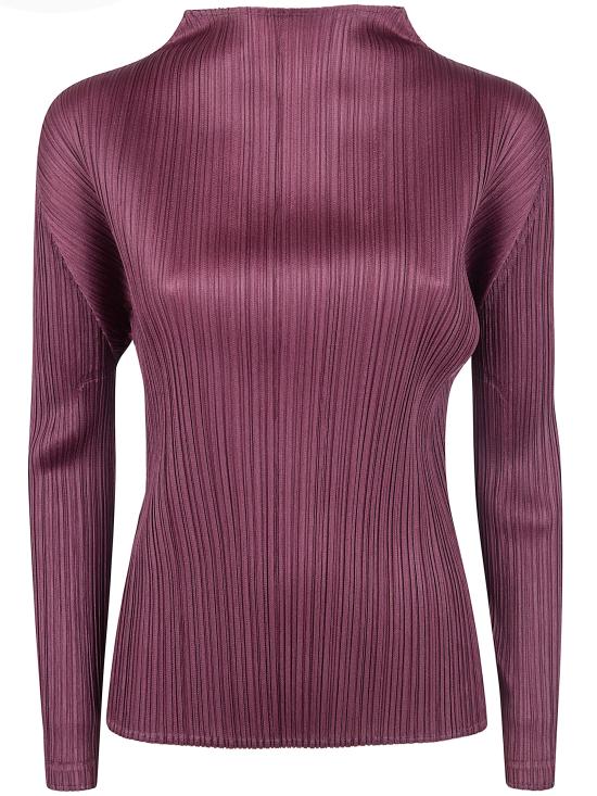 26SS 플리츠플리즈 긴팔 티셔츠 PP66JK111 84 BORDEAUX - PLEATS PLEASE