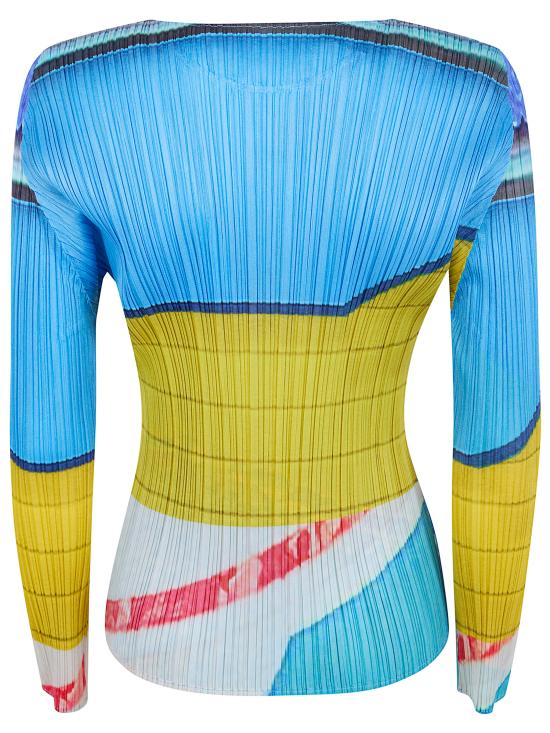 26SS 플리츠플리즈 긴팔 티셔츠 PP66JK671 07 BLUE X YELLOW - PLEATS PLEASE