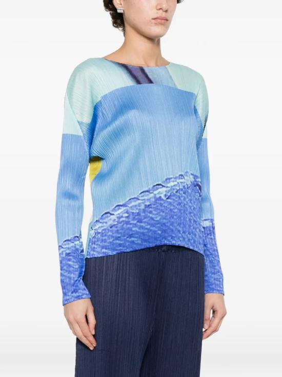 26SS 플리츠플리즈 긴팔 티셔츠 PP66JK671 07 BLUE X YELLOW - PLEATS PLEASE